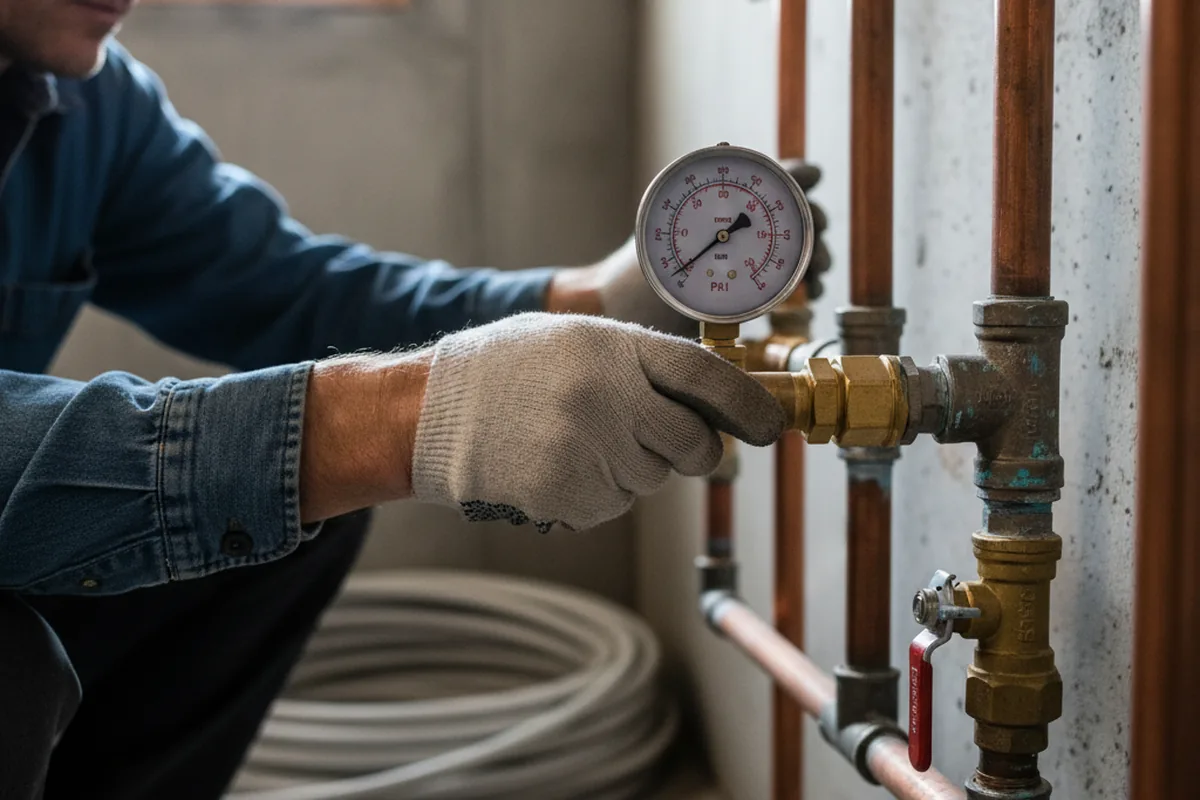 Pressure testing a repaired line during Water Line Repair in New Prague